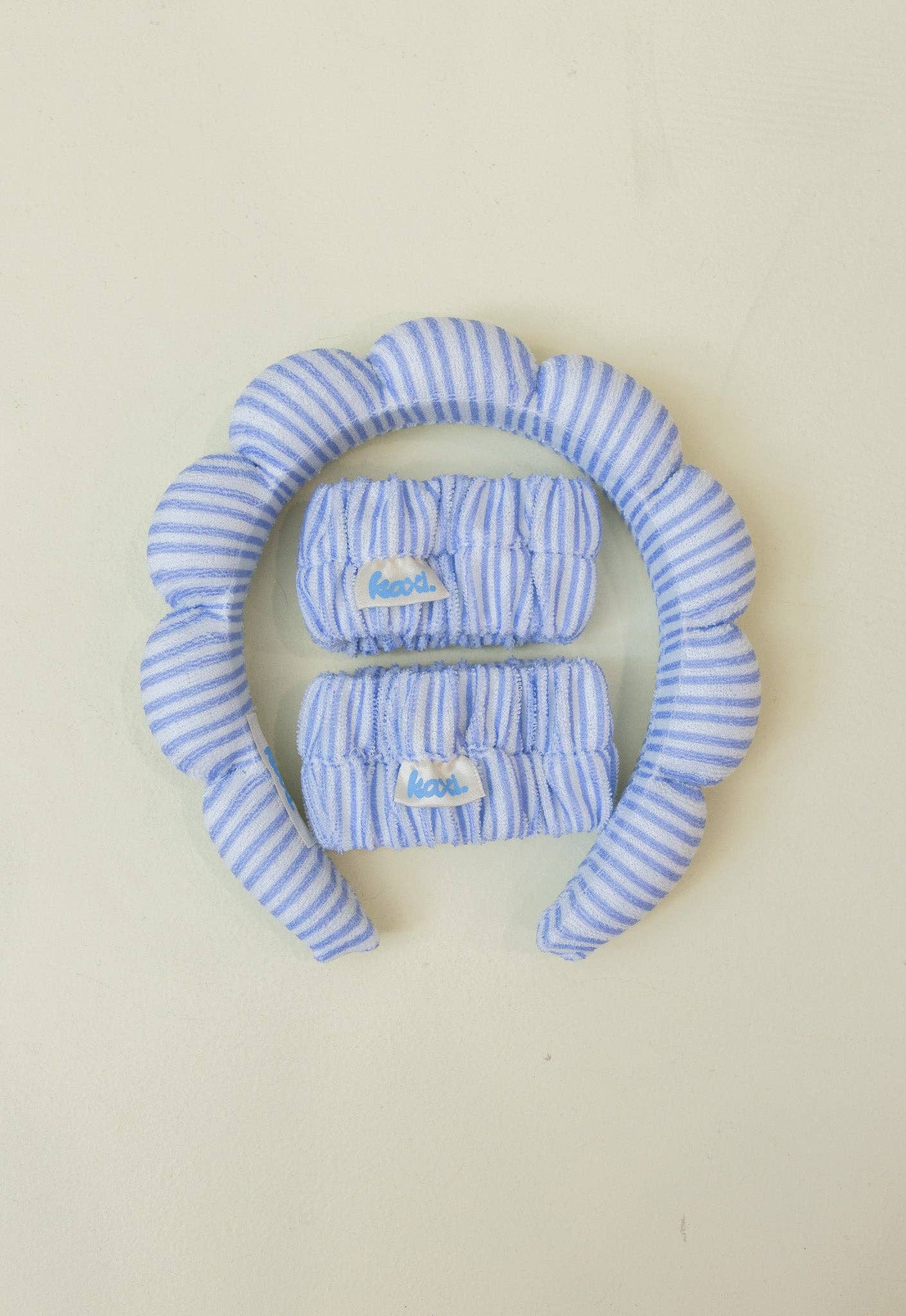 GRWM HEADBAND & WRISTBAND SET: BLUE STRIPED