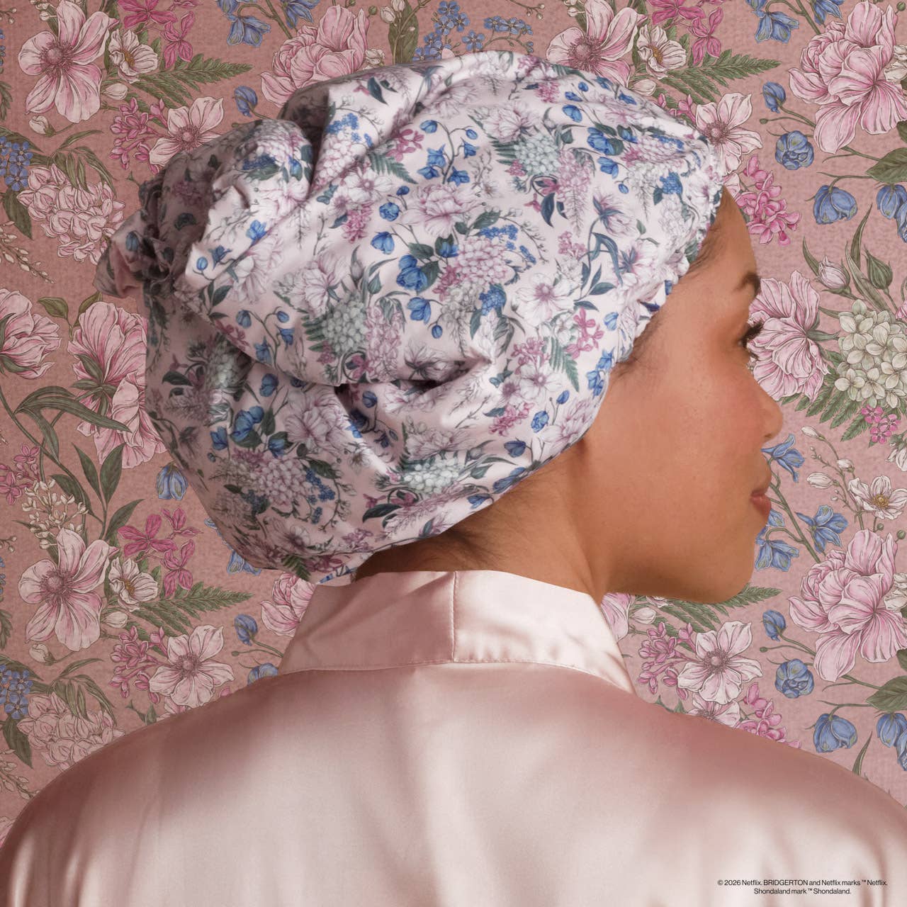 Bridgerton Satin-Lined Flexi Shower Cap in Wisteria