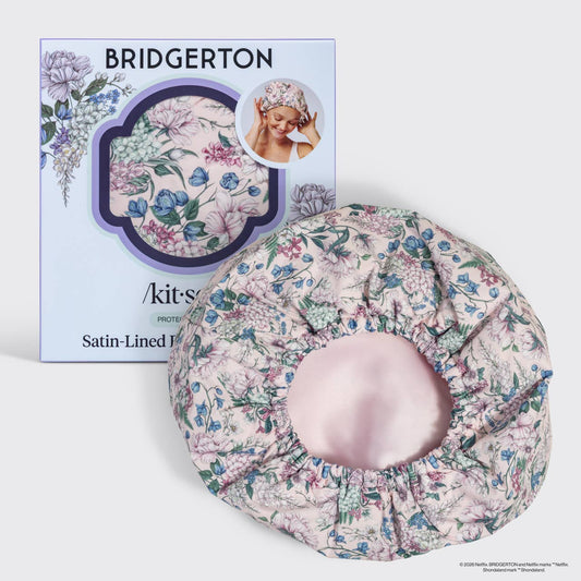 Bridgerton Satin-Lined Flexi Shower Cap in Wisteria