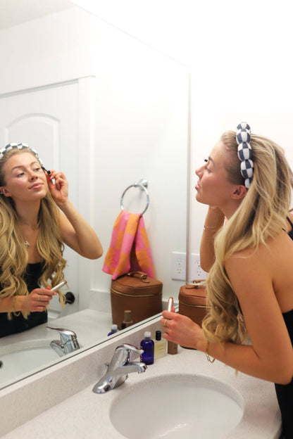 GRWM HEADBAND & WRISTBAND SET: PINK & BLUE STRIPED / WITH WRISTBANDS