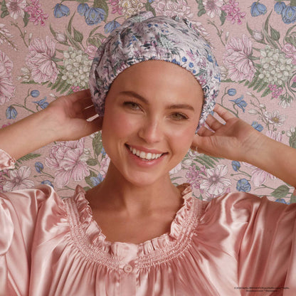Bridgerton Satin-Lined Flexi Shower Cap in Wisteria