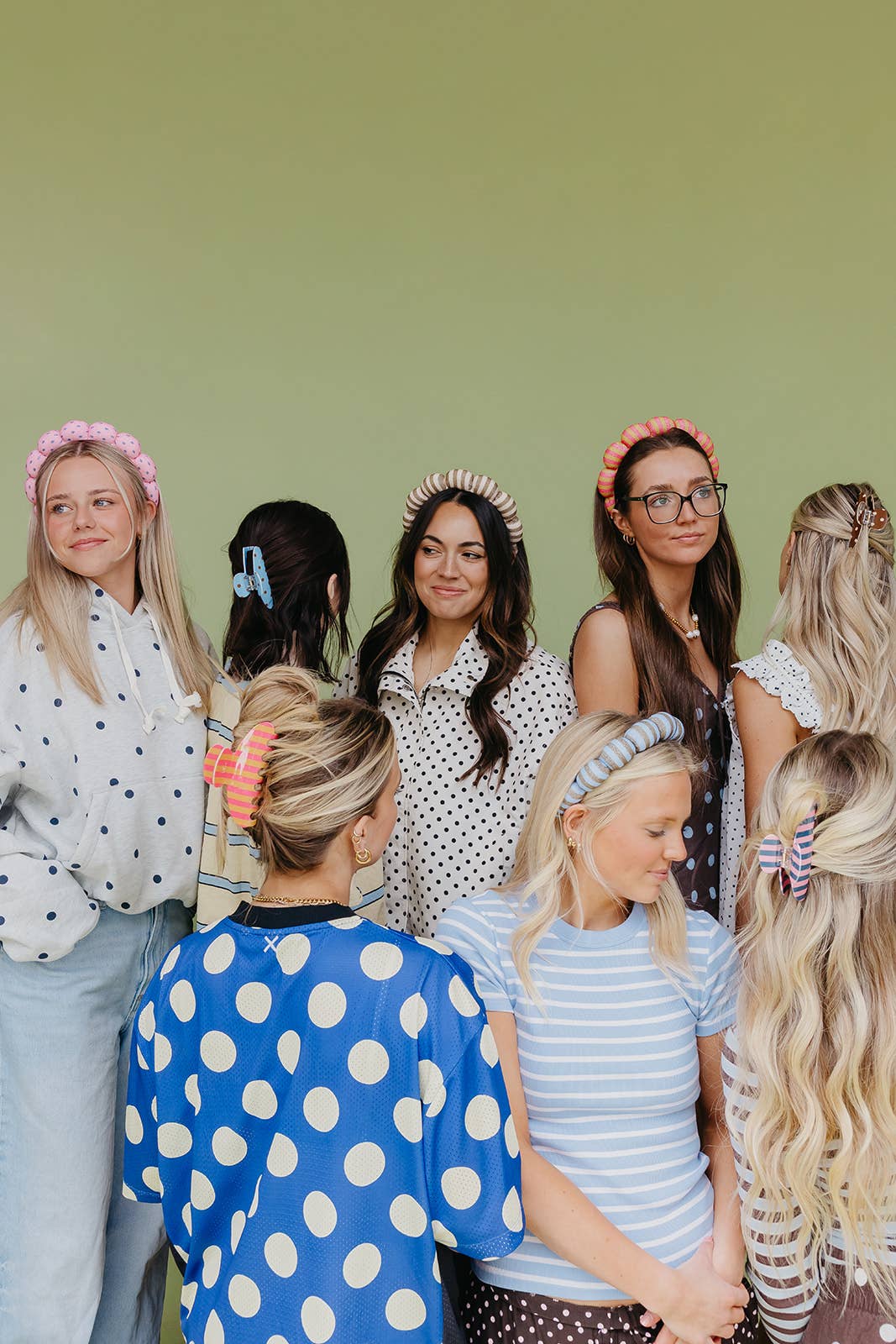 GRWM HEADBAND & WRISTBAND SET: CREAM & BROWN STRIPED / WITH WRISTBANDS
