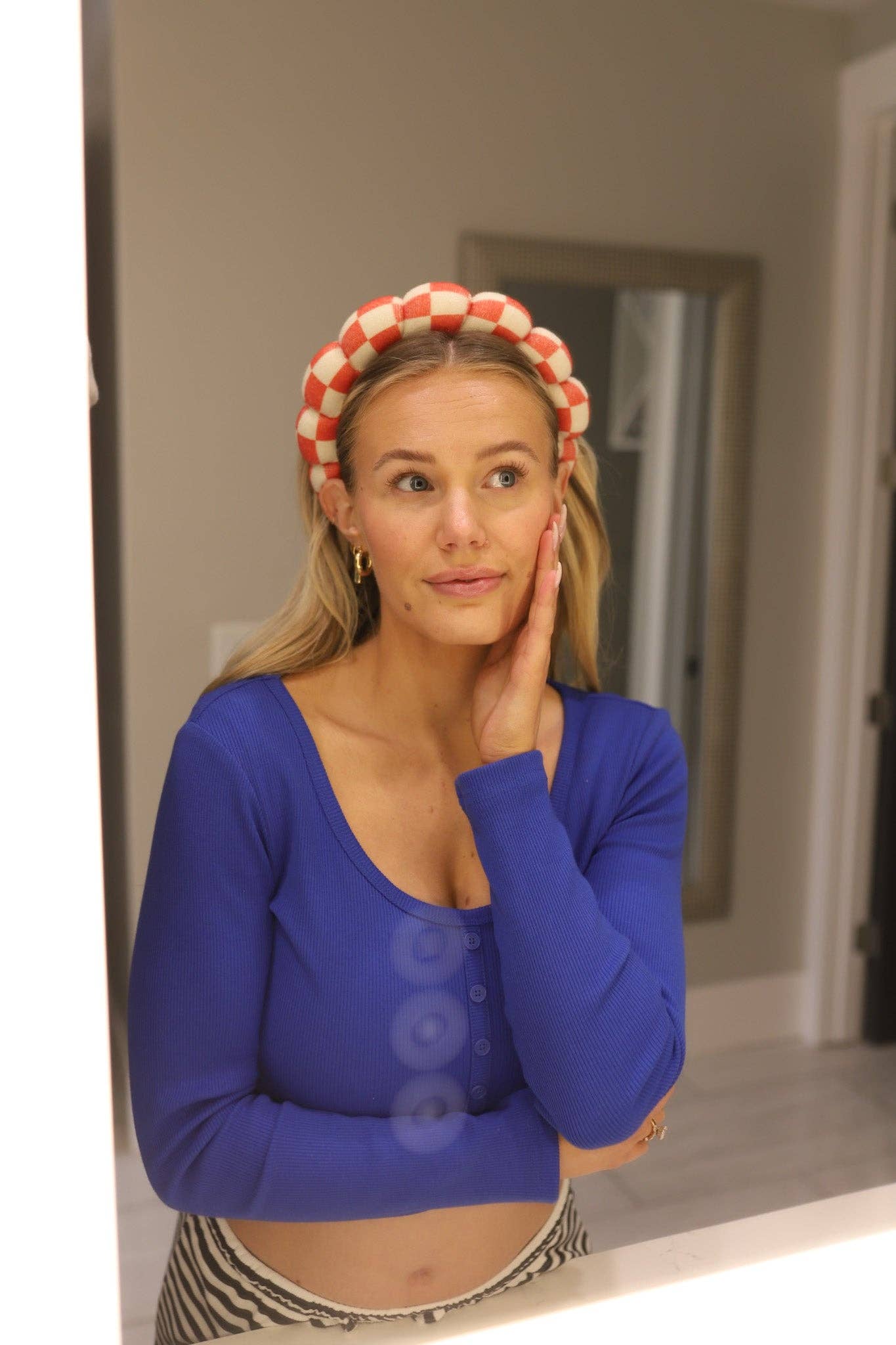 GRWM HEADBAND & WRISTBAND SET: PINK & BLUE POLKA DOT / WITH WRISTBANDS