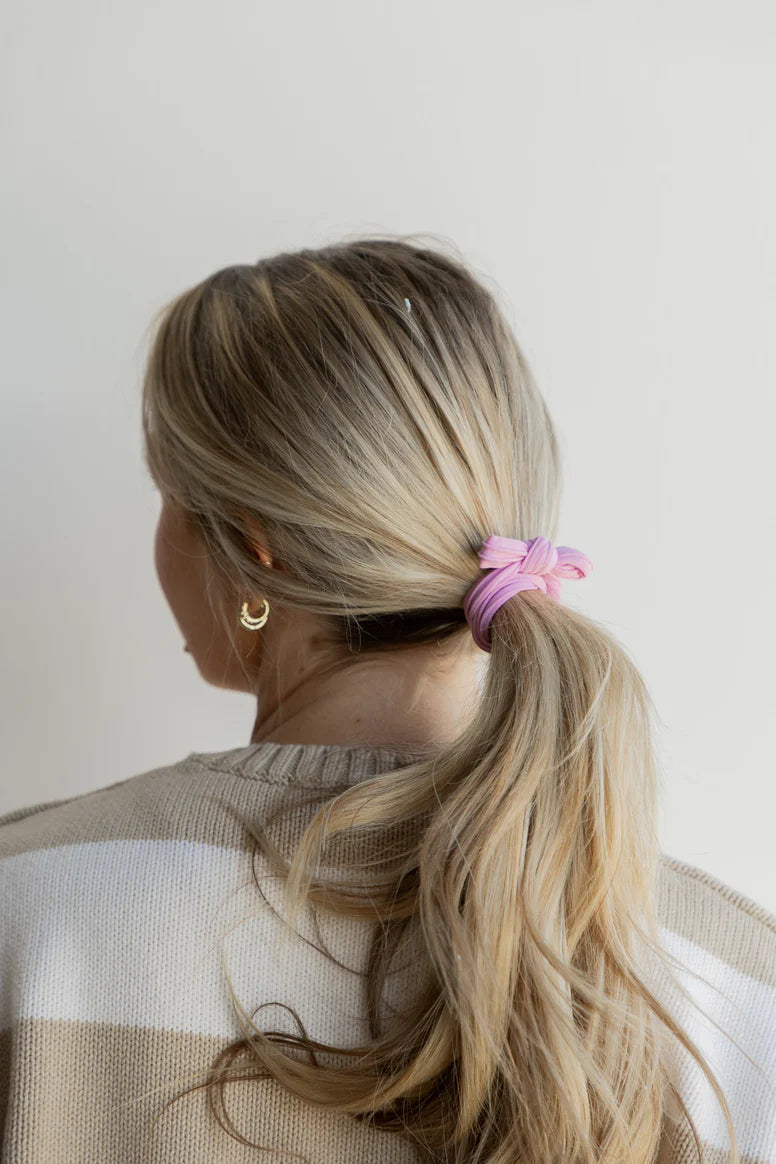 Bow Slick Back Ponytails - Light Pink