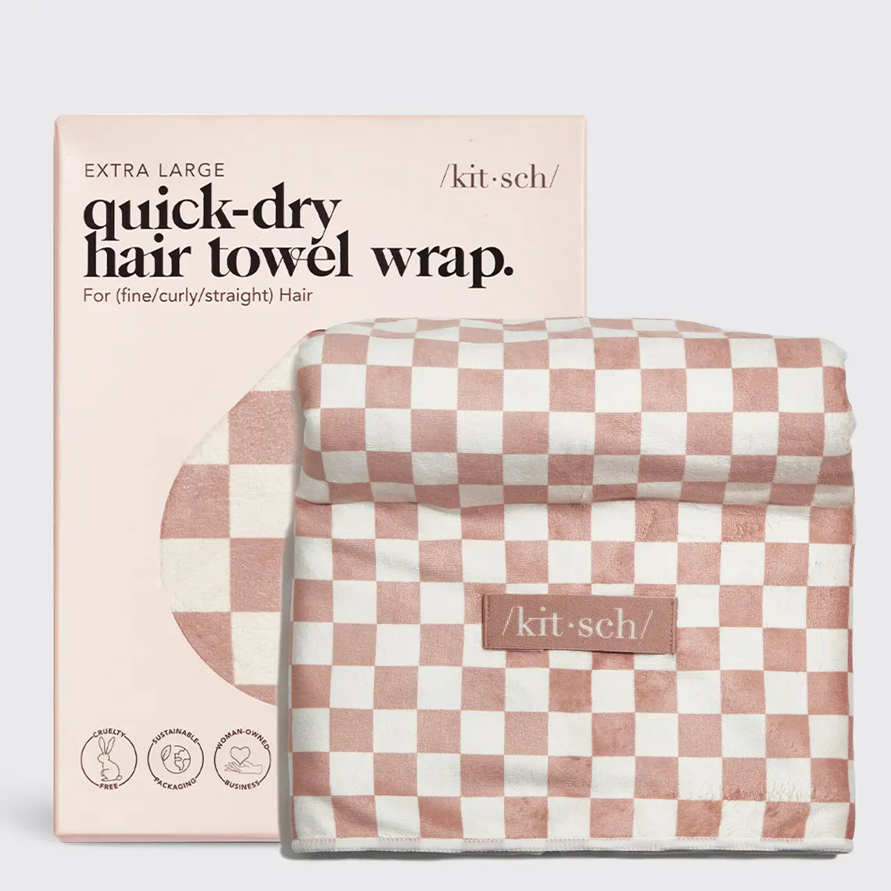 Extra Large Quick-Dry Towel Wrap - Terracotta Checkered